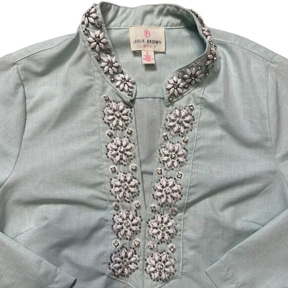 Julie Brown Embellished Mandarin Style Top Size 2 - Picture 5 of 8